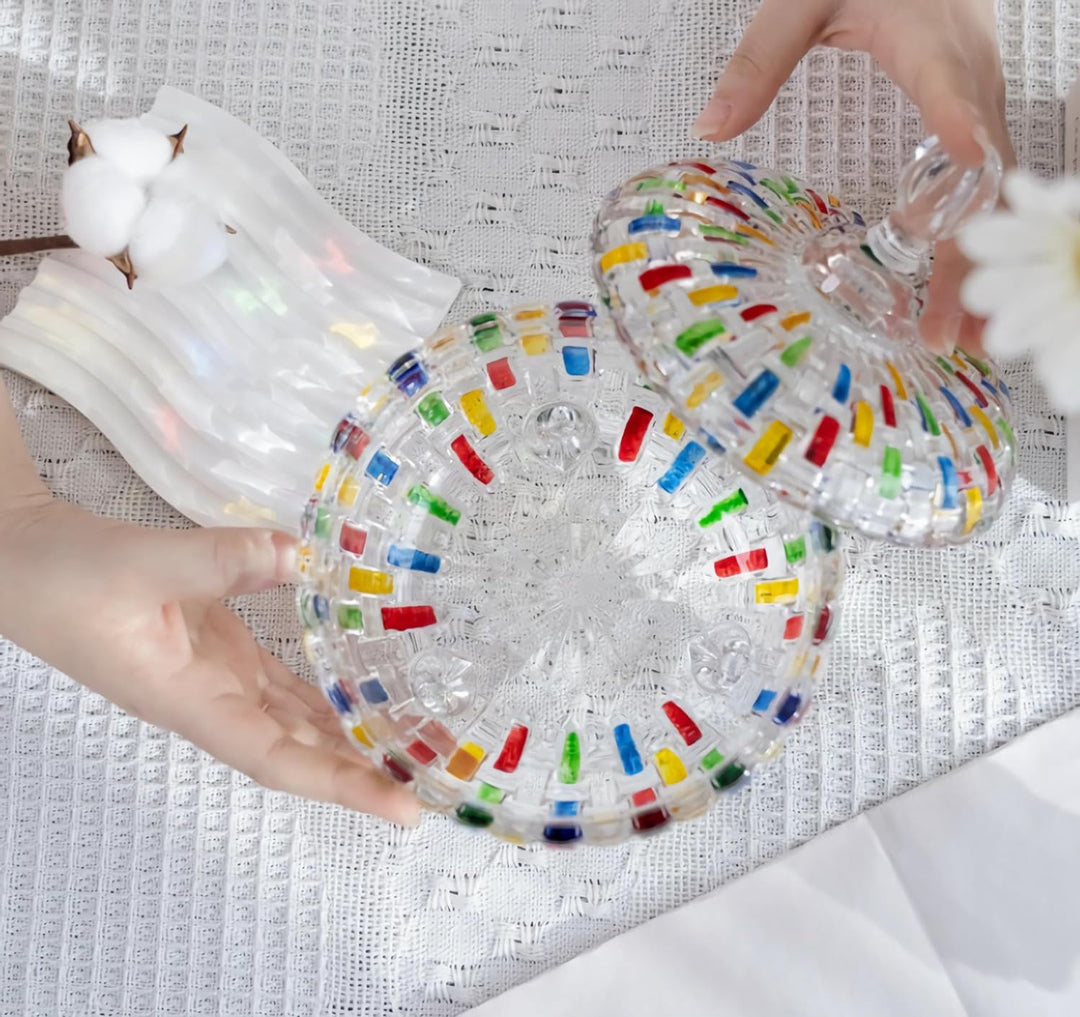 BowLift | Glass jar for candies – colorful patterns adding charm to any space
