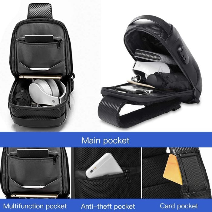 BowLift | Anti-Theft Crossbody Bag | Landy Carry Without Worry | Waterproof Oxford | USB Charging Port | Unisex Travel Pack
