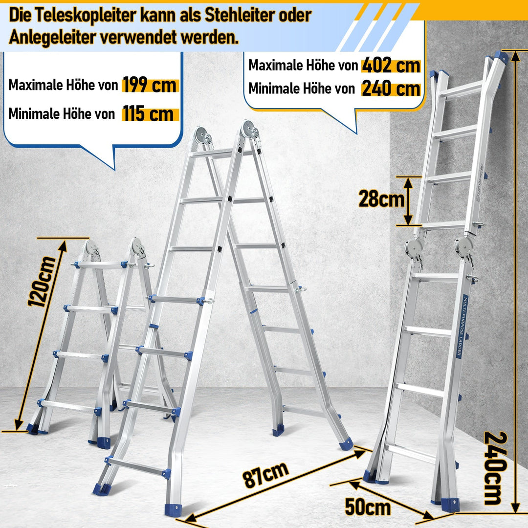 Telescopic ladder Multifunctional ladder 3 in 1 Aluminum ladder | Bowlift