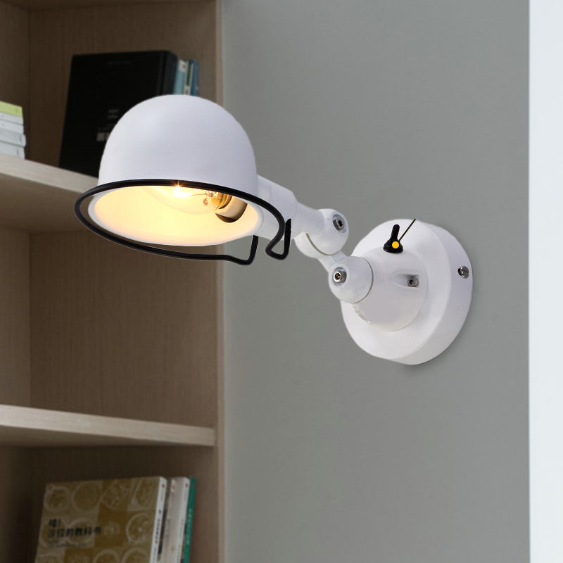 BowLift | Metallic Dome Shade Wall Lighting Vintage Style 1 Light Bedroom Rotatable Wall Lamp with Ring in White/Red