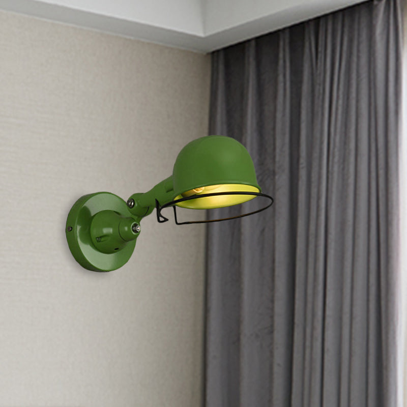 BowLift | Metallic Dome Shade Wall Lighting Vintage Style 1 Light Bedroom Rotatable Wall Lamp with Ring in White/Red