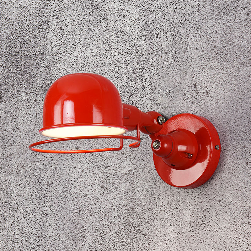 BowLift | Metallic Dome Shade Wall Lighting Vintage Style 1 Light Bedroom Rotatable Wall Lamp with Ring in White/Red