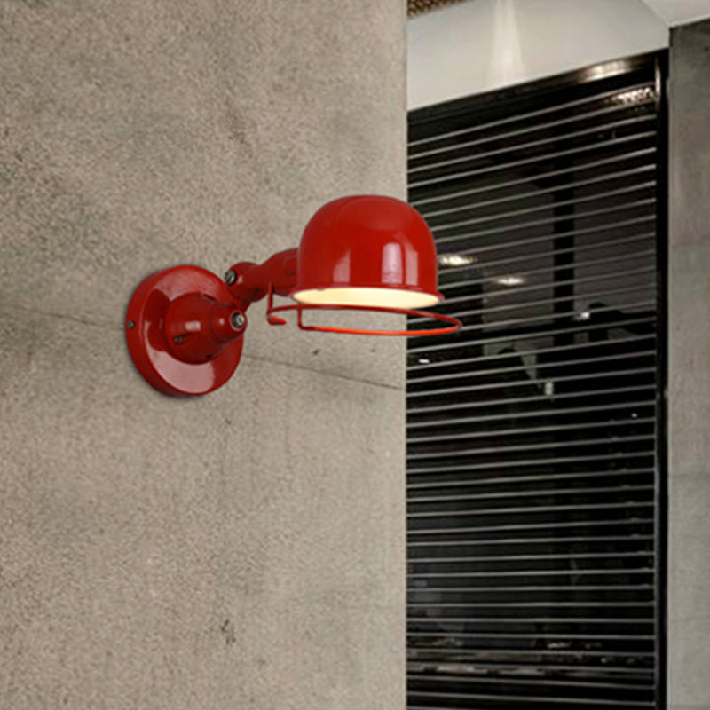 BowLift | Metallic Dome Shade Wall Lighting Vintage Style 1 Light Bedroom Rotatable Wall Lamp with Ring in White/Red