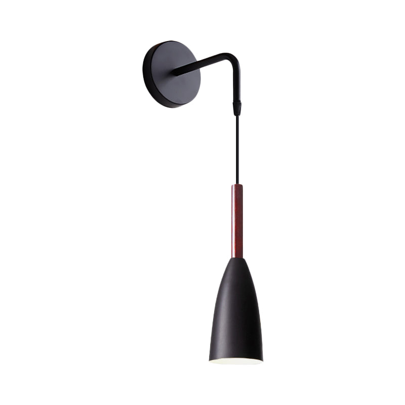 BowLift | Bullet Shape Wall Mounted Pendant Lamp Modern Iron 1 Light Sconce Fixture in Black/White/Grey for Bedside