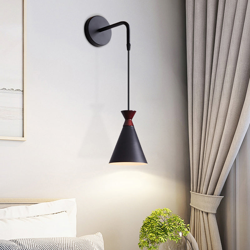 BowLift | Iron conical wall lamp wall light Minimalism 1 head Black/Grey/White wall-mounted lamp with hanging cable