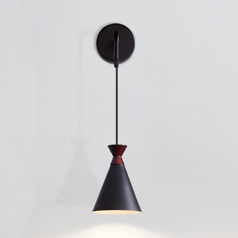 BowLift | Iron conical wall lamp wall light Minimalism 1 head Black/Grey/White wall-mounted lamp with hanging cable
