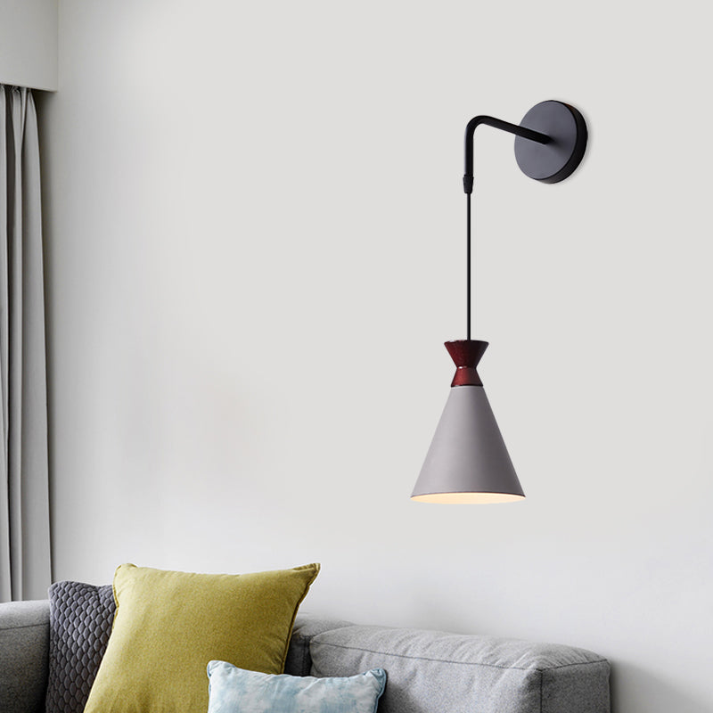 BowLift | Iron conical wall lamp wall light Minimalism 1 head Black/Grey/White wall-mounted lamp with hanging cable