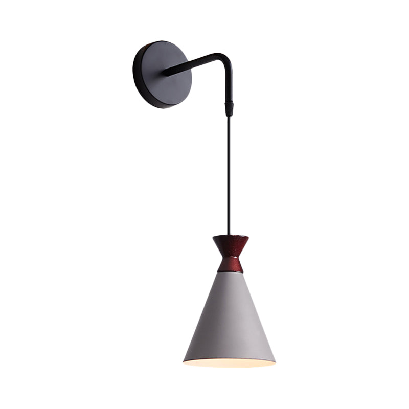 BowLift | Iron conical wall lamp wall light Minimalism 1 head Black/Grey/White wall-mounted lamp with hanging cable