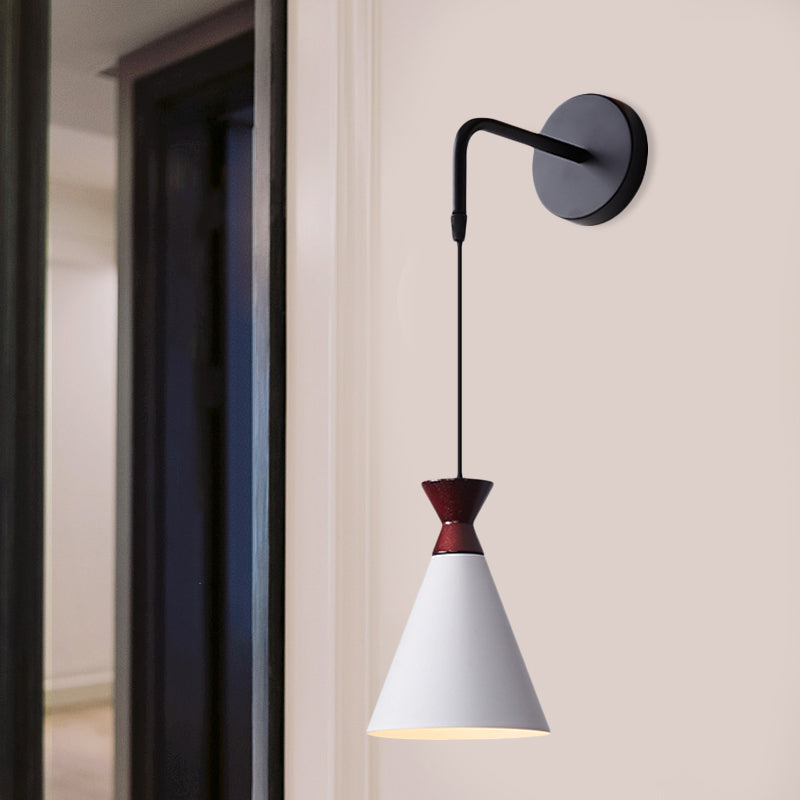 BowLift | Iron conical wall lamp wall light Minimalism 1 head Black/Grey/White wall-mounted lamp with hanging cable