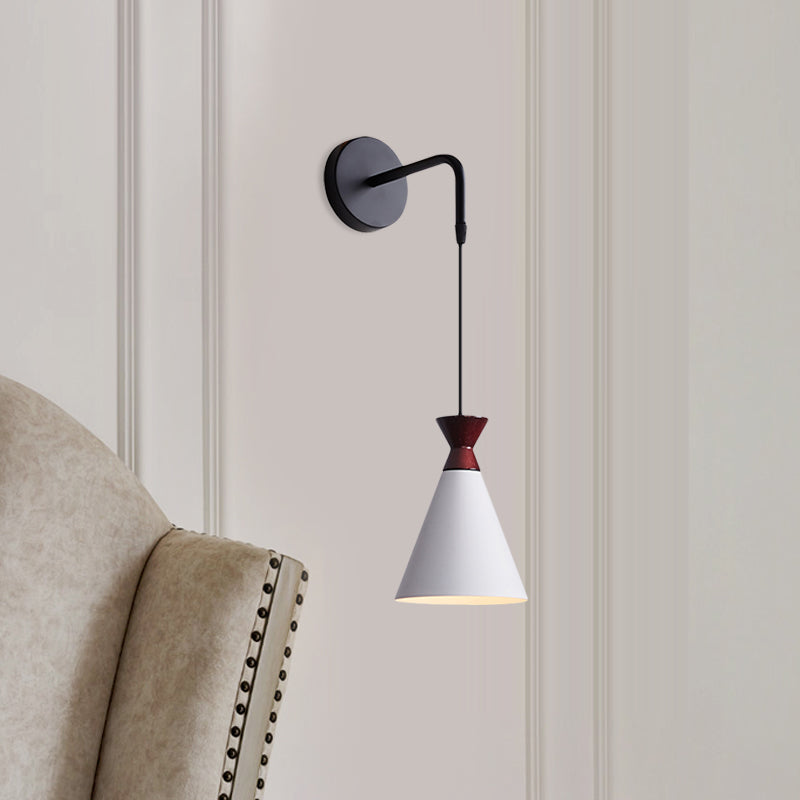 BowLift | Iron conical wall lamp wall light Minimalism 1 head Black/Grey/White wall-mounted lamp with hanging cable