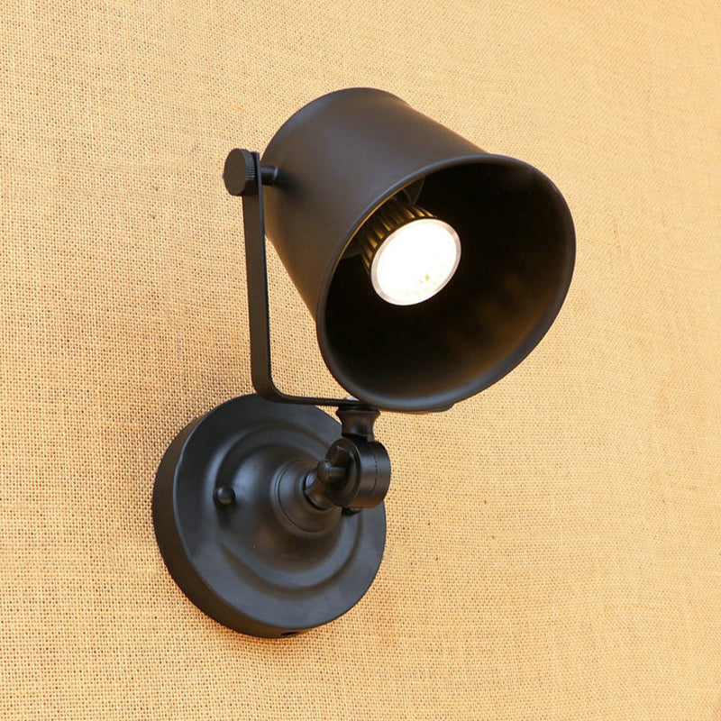 BowLift | Antique Style Bucket Wall Lamp Sconces 1 Light Iron Adjustable Wall Mounted Light in Black/Grey for Outdoor