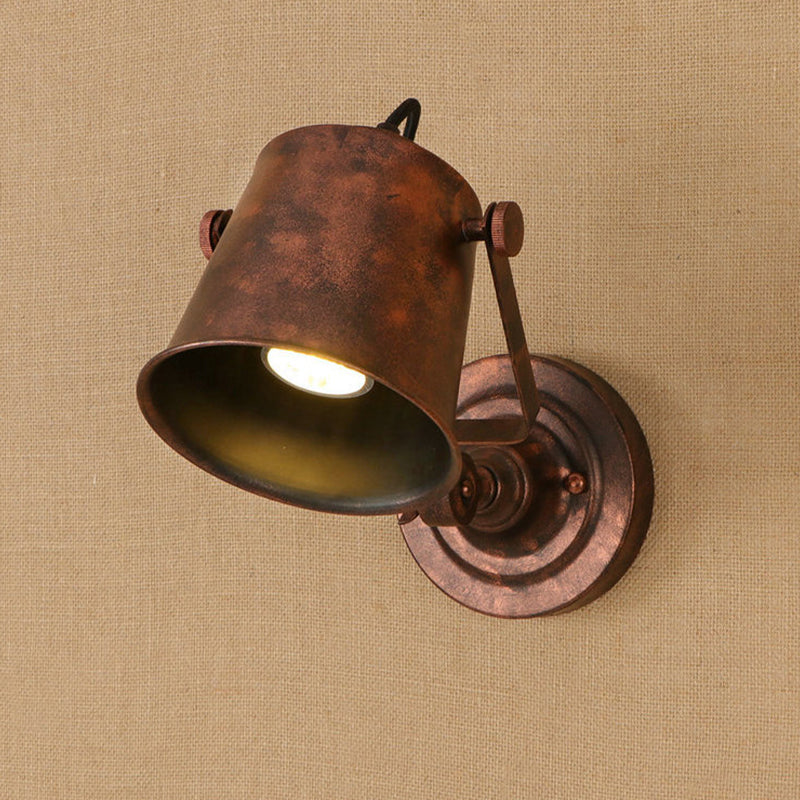 BowLift | Antique Style Bucket Wall Lamp Sconces 1 Light Iron Adjustable Wall Mounted Light in Black/Grey for Outdoor