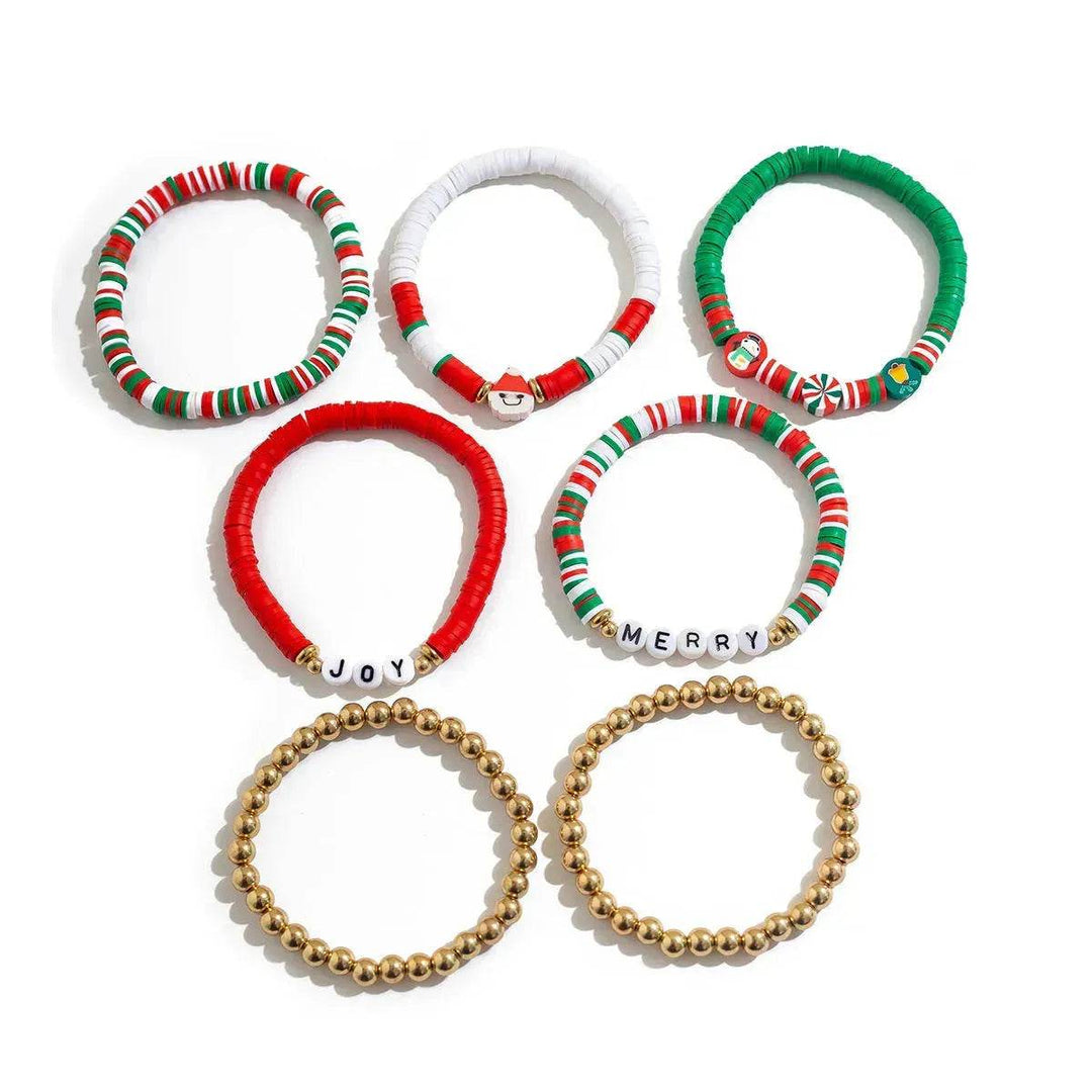 BowLift | Christmas Polymer Clay Color Bracelet set  Xmas gift idea