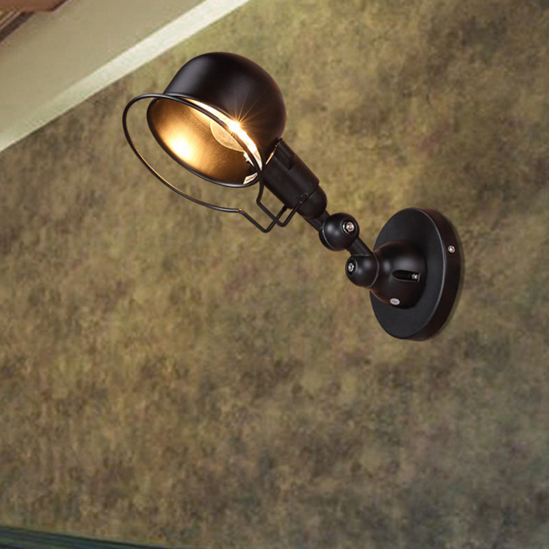 BowLift | Rust/White Dome Wall Lamp Sconces Retro Style 1 Light Dining Room Adjustable Wall Lighting with Ring