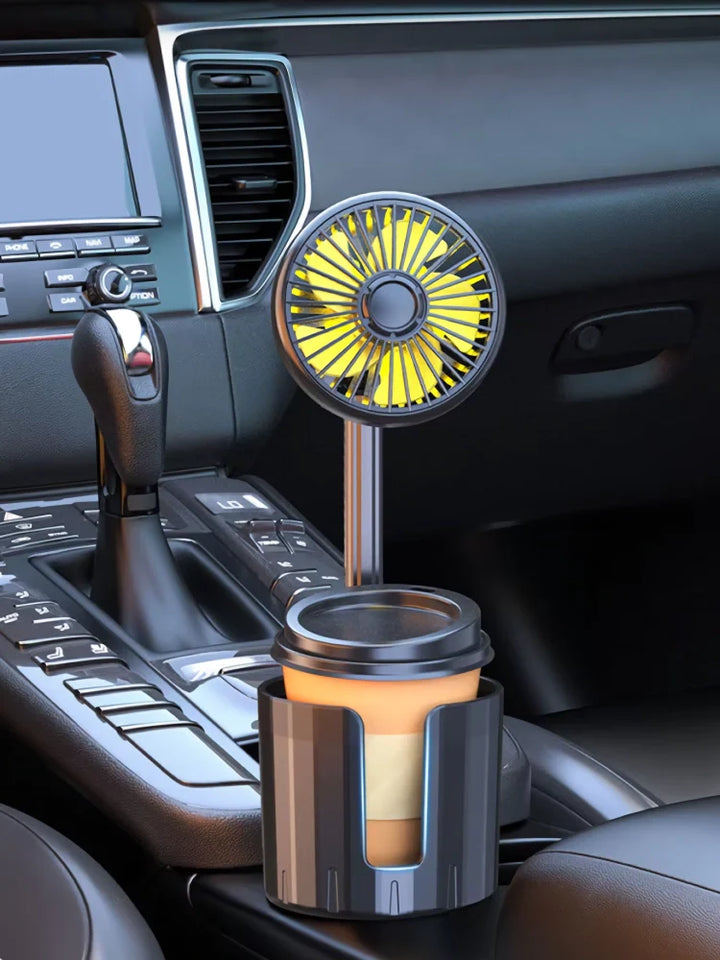 2-in-1 Car Cup Holder Fan with Adjustable Cooling and USB Charging | Bowlift