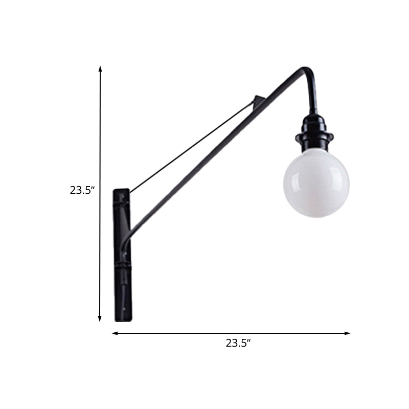 BowLift | Metal Long Arm Wall Lamp with Bare Bulb Industrial Style 1 Light Study Room Sconces Lighting in Black