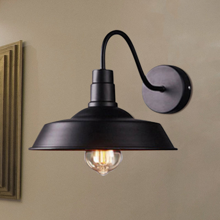 BowLift | 2 Packs Barn Metal Wall Lighting Industrial Retro 1 Main Lamp Kitchen Wall Light with Gooseneck Arm in Black