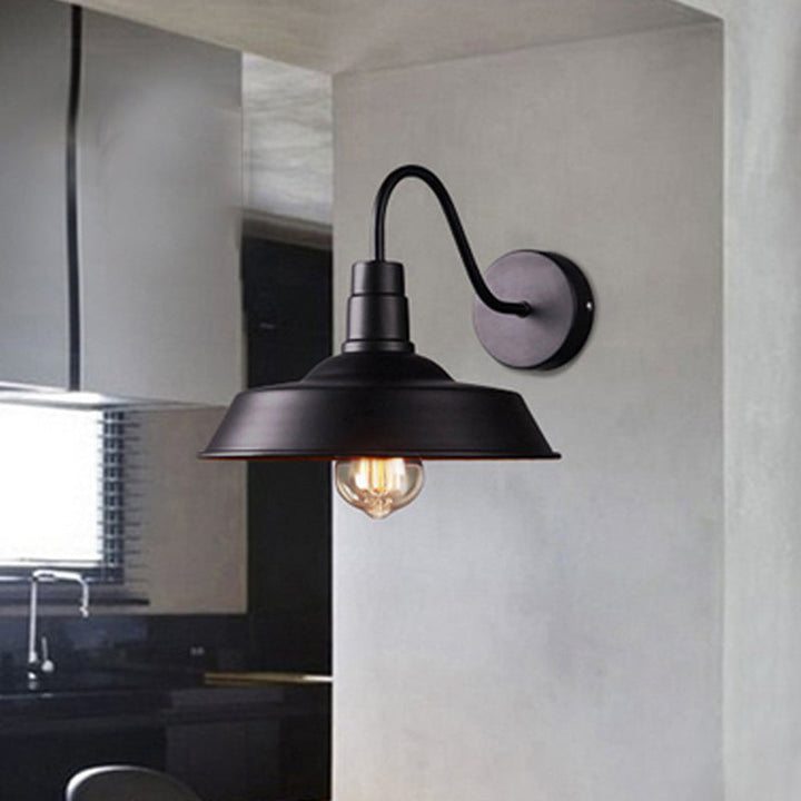 BowLift | 2 Packs Barn Metal Wall Lighting Industrial Retro 1 Main Lamp Kitchen Wall Light with Gooseneck Arm in Black