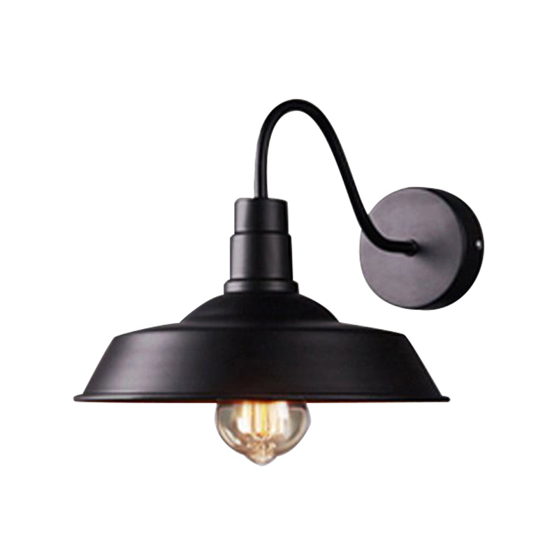 BowLift | 2 Packs Barn Metal Wall Lighting Industrial Retro 1 Main Lamp Kitchen Wall Light with Gooseneck Arm in Black