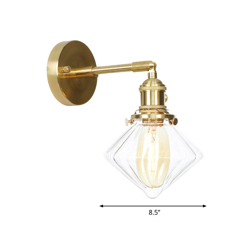 BowLift | Gem Wall Light Transparent Ribbed Glass 1 Light Retro Style Outdoor Wall Lamp for Porch