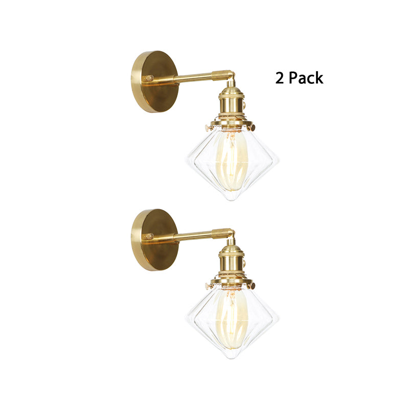BowLift | Gem Wall Light Transparent Ribbed Glass 1 Light Retro Style Outdoor Wall Lamp for Porch