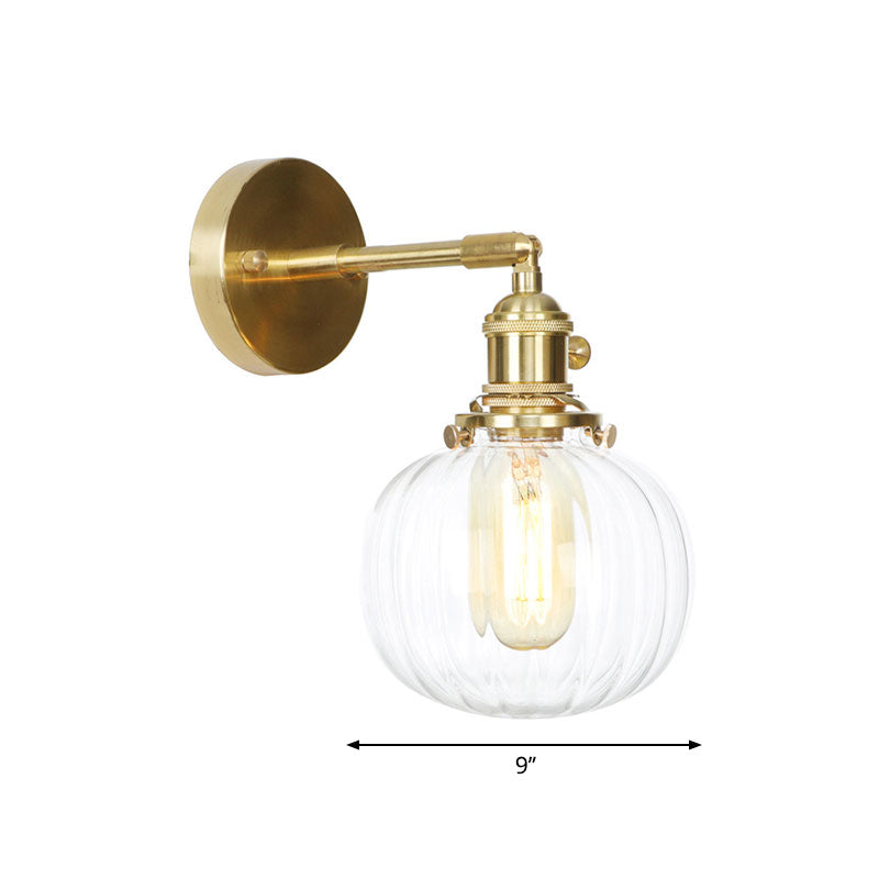 BowLift | Clear Glass Globe Wall Lamp Rotatable Vintage Single Wall Light in Gold for Entrance