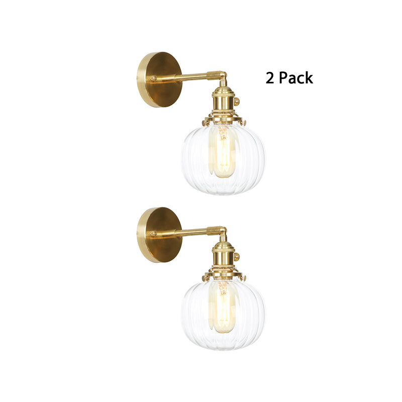 BowLift | Clear Glass Globe Wall Lamp Rotatable Vintage Single Wall Light in Gold for Entrance