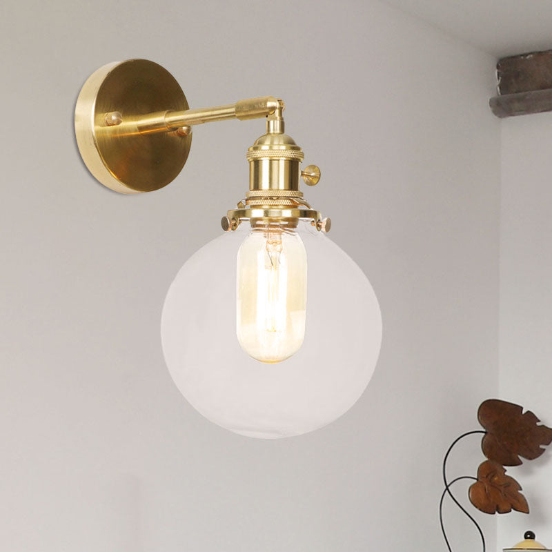 BowLift | Spherical Wall Lamp 1 Light Clear Glass Shade Industrial Wall Lamp Light for Porch