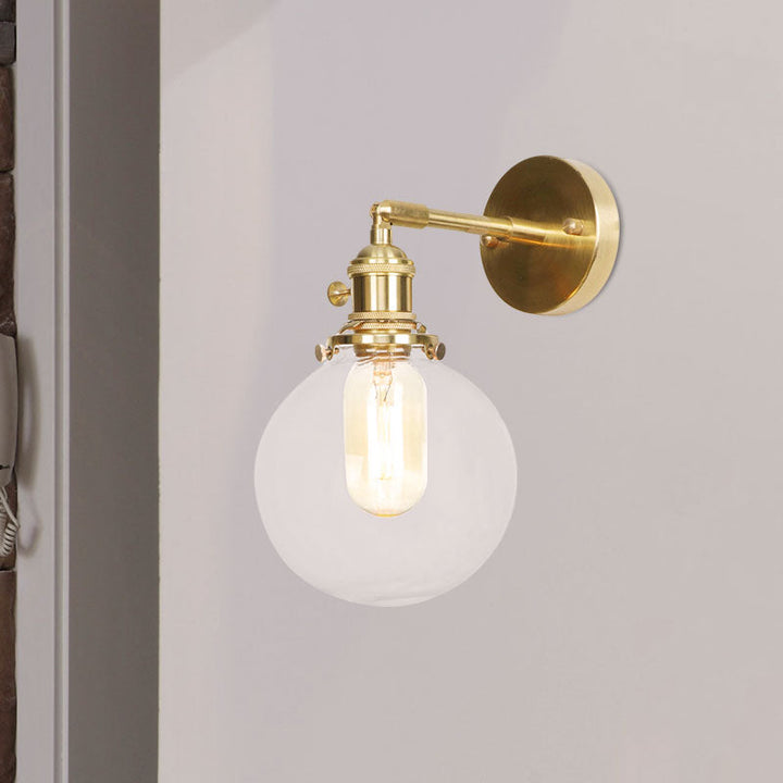BowLift | Spherical Wall Lamp 1 Light Clear Glass Shade Industrial Wall Lamp Light for Porch