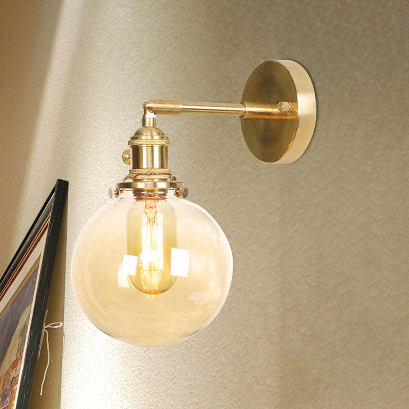 BowLift | Retro Style Ball Wall Lamp Lighting Amber Glass 1 Light Wall Light Fixture Outdoor