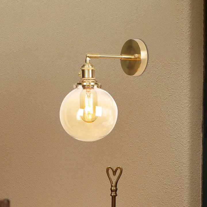 BowLift | Retro Style Ball Wall Lamp Lighting Amber Glass 1 Light Wall Light Fixture Outdoor