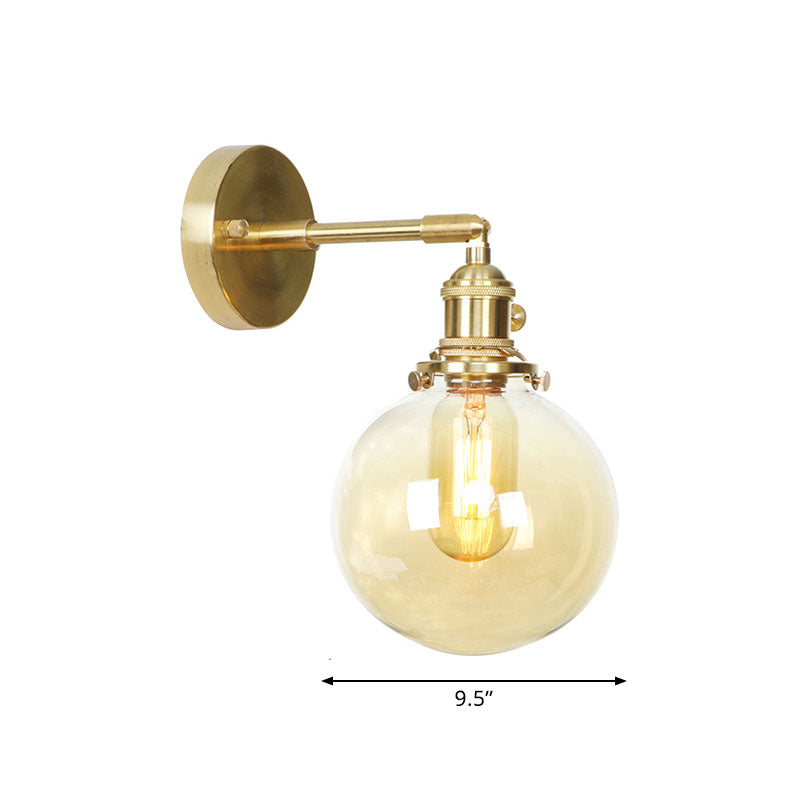 BowLift | Retro Style Ball Wall Lamp Lighting Amber Glass 1 Light Wall Light Fixture Outdoor