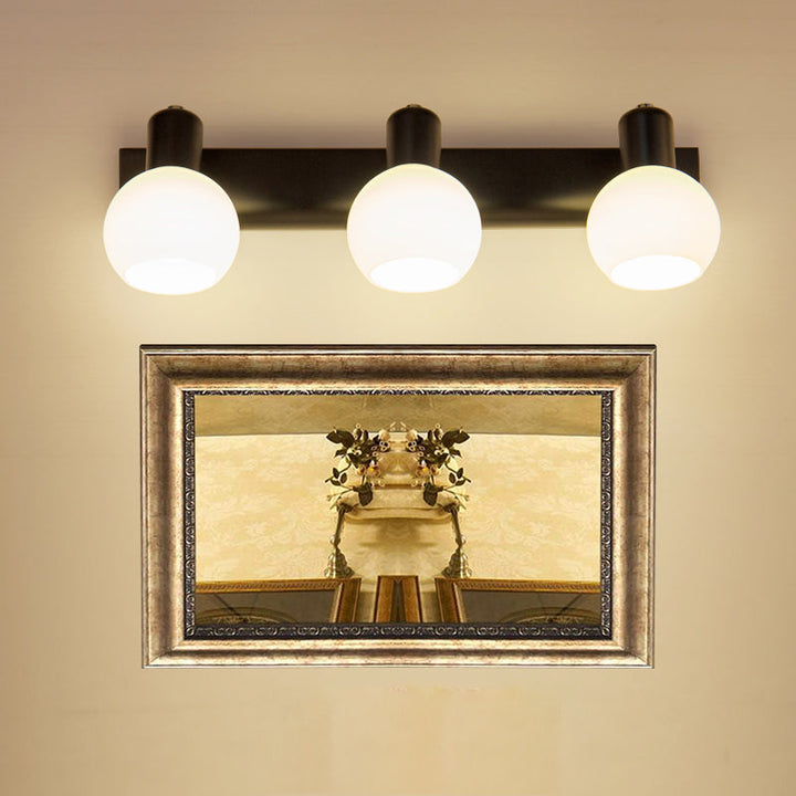 BowLift | Multi Globe Opal Glass Wall Lamp Modern 3-Light Bathroom Sconces Light in Black/White