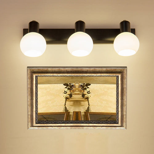 BowLift | Multi Globe Opal Glass Wall Lamp Modern 3-Light Bathroom Sconces Light in Black/White