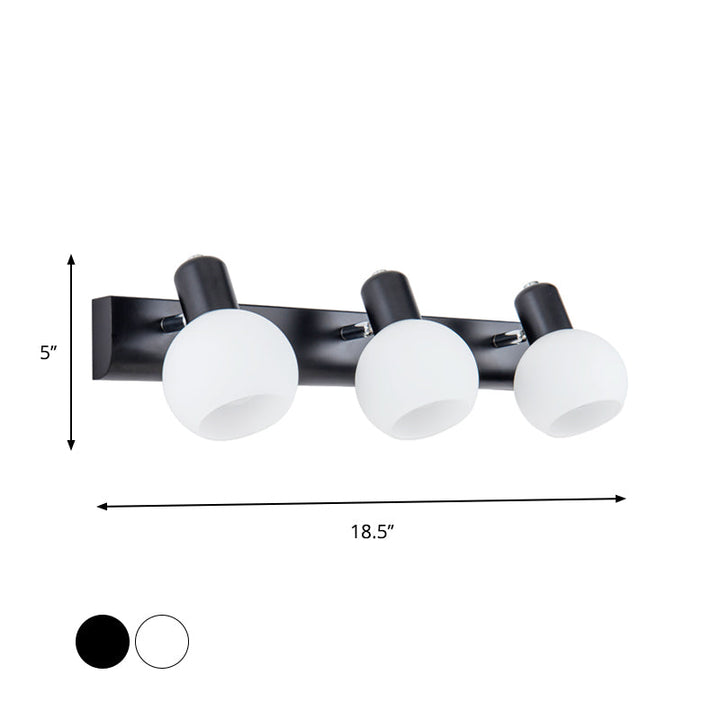BowLift | Multi Globe Opal Glass Wall Lamp Modern 3-Light Bathroom Sconces Light in Black/White