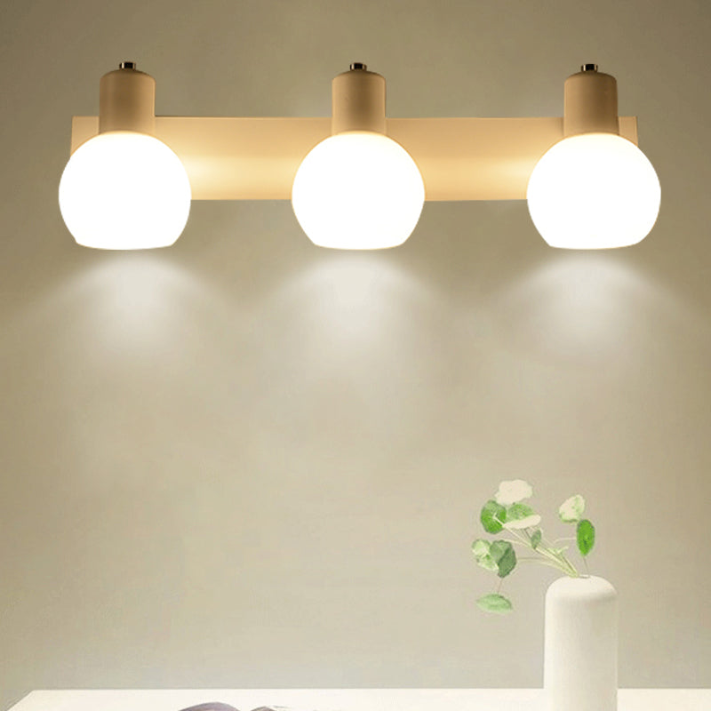 BowLift | Multi Globe Opal Glass Wall Lamp Modern 3-Light Bathroom Sconces Light in Black/White