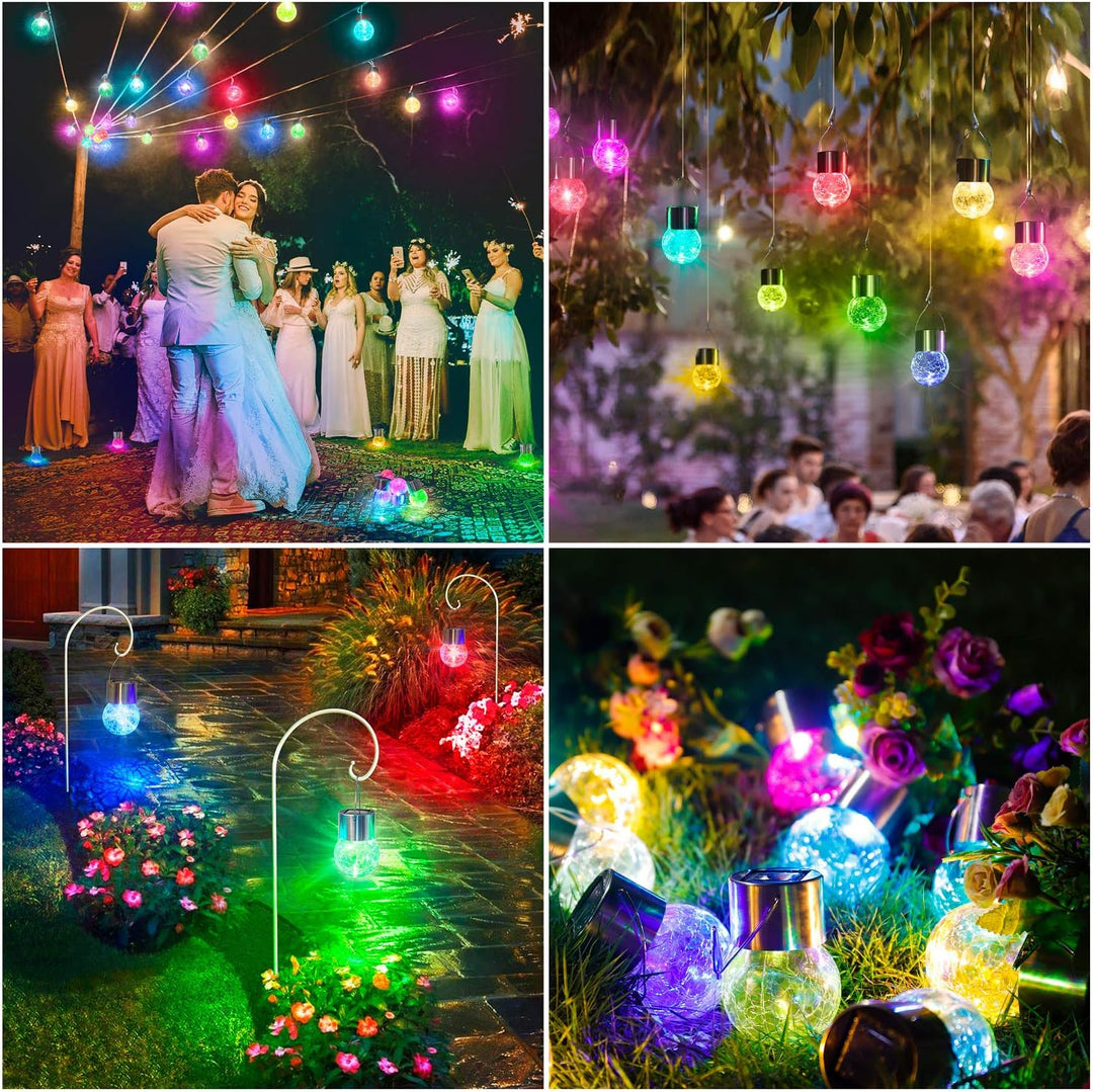BowLift | Multicolor Crackle Glass Hanging Solar Light