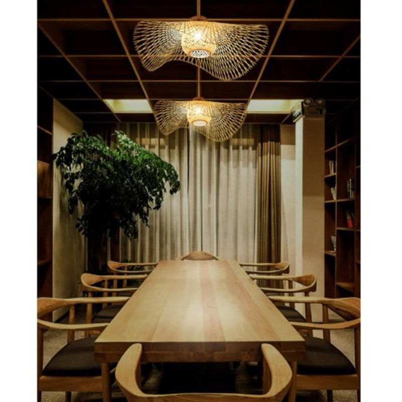 BowLift | MutoCraft Pendant - Elegant Rattan Hanging Light in Japanese Style