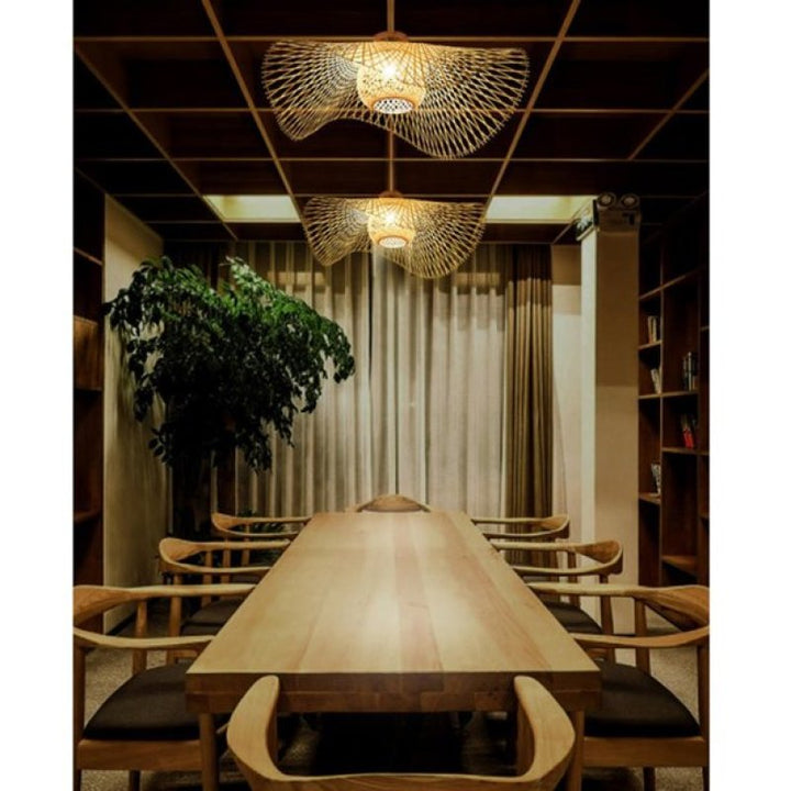 BowLift | MutoCraft Pendant - Elegant Rattan Hanging Light in Japanese Style