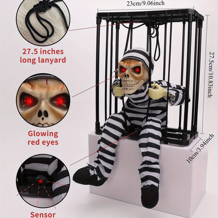 BowLift | TerrorBone Animated Screaming Skeleton – Hanging Halloween Prop with Motion Sensor