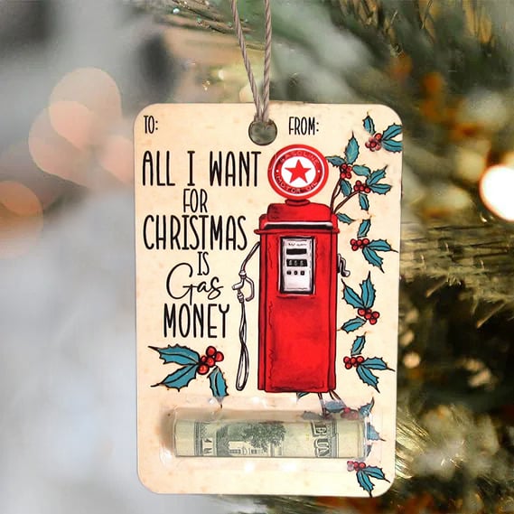 BowLift | Christmas Money Holder Ornament | Wooden Hanging Decoration | Handcrafted Holiday Gift Surprise