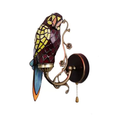 BowLift | Rustic Parrot Wall Lighting Art Glass 1 Light Art Deco Wall Lamp for Living Room