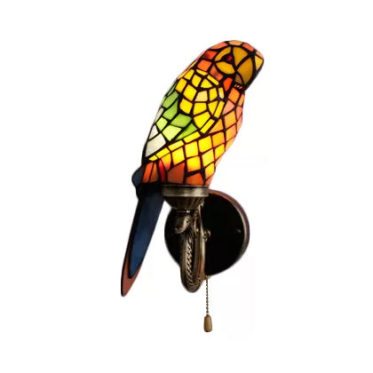 BowLift | Rustic Parrot Wall Lighting Art Glass 1 Light Art Deco Wall Lamp for Living Room
