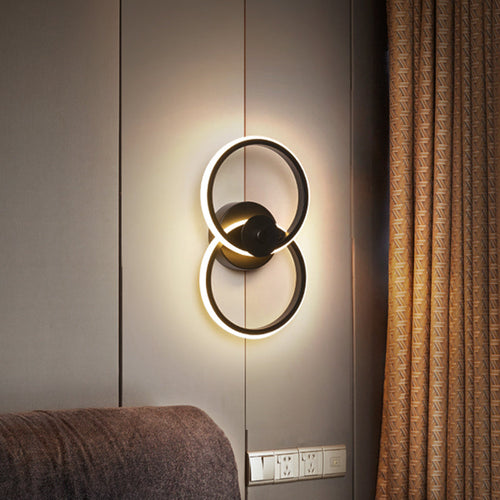 BowLift | Ring Flush Mount Wall Lamp Minimalistic Acrylic Black/White LED Wall Lighting Ideas in Warm/White Light