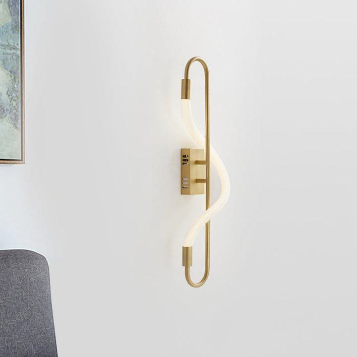 BowLift | Simple LED wall lighting ideas Gold finish rectangular wall light with tube acrylic diffuser