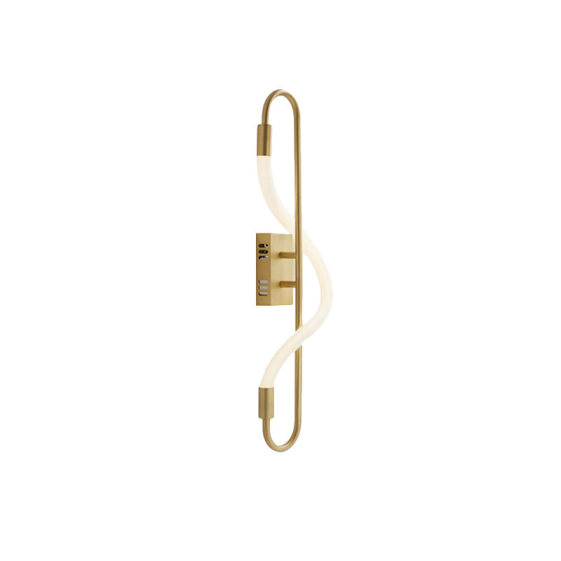 BowLift | Simple LED wall lighting ideas Gold finish rectangular wall light with tube acrylic diffuser