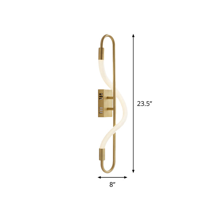 BowLift | Simple LED wall lighting ideas Gold finish rectangular wall light with tube acrylic diffuser