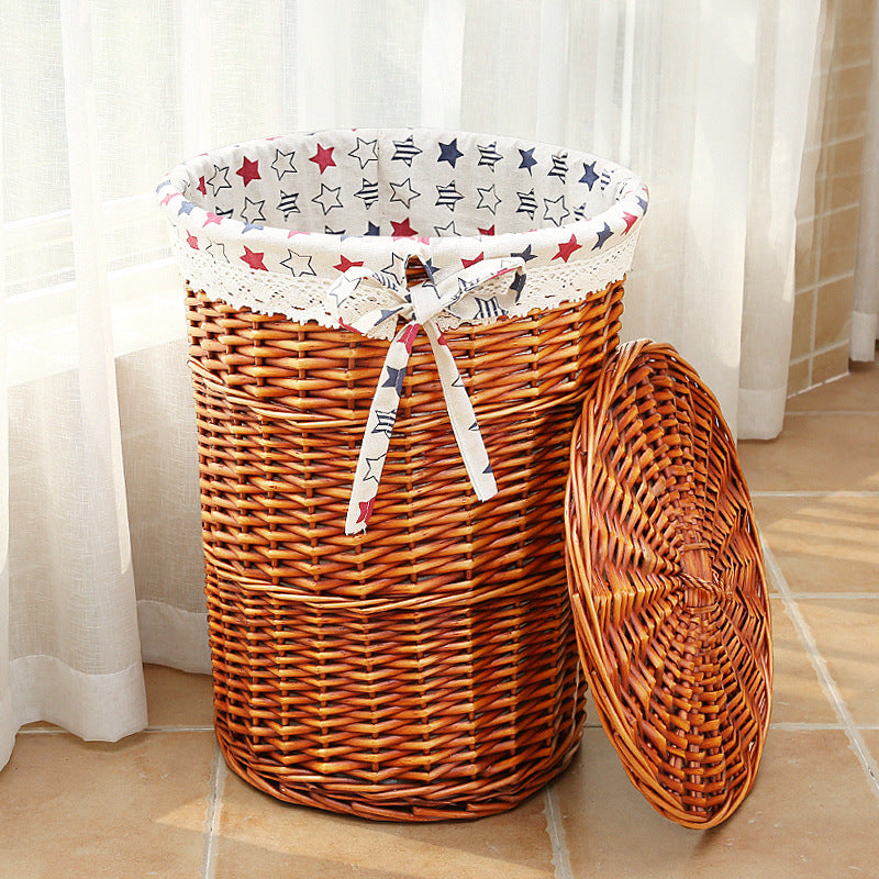 Women's laundry basket with decorative fabric lining and practical carrying handle Bowlift