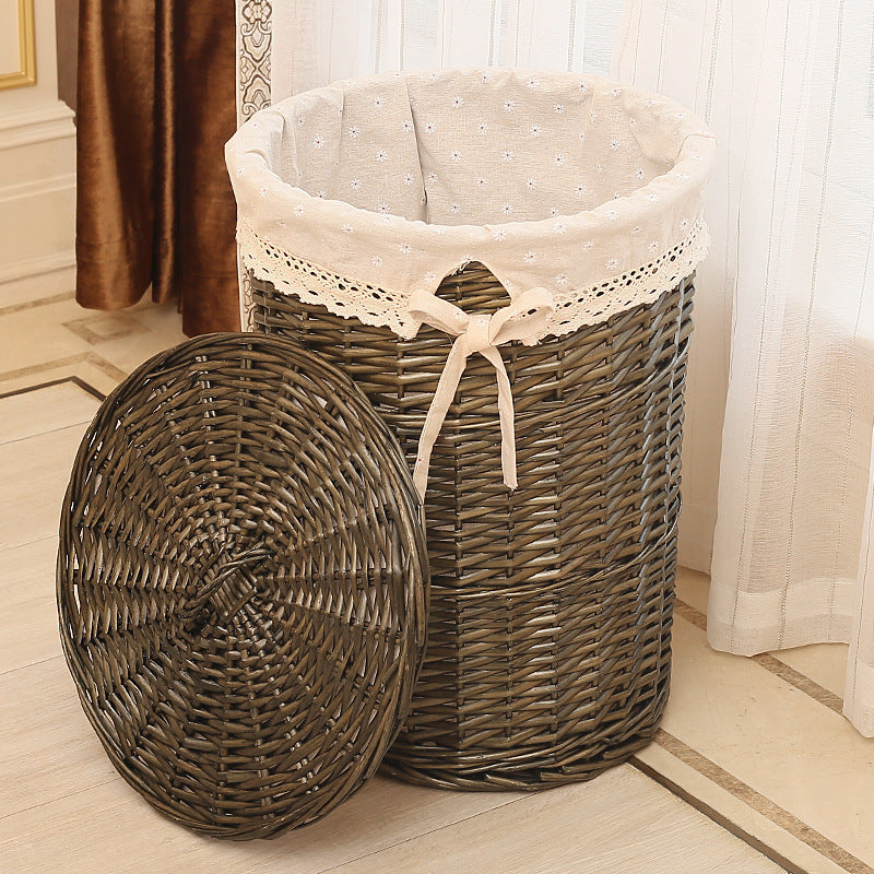 Women's laundry basket with decorative fabric lining and practical carrying handle Bowlift