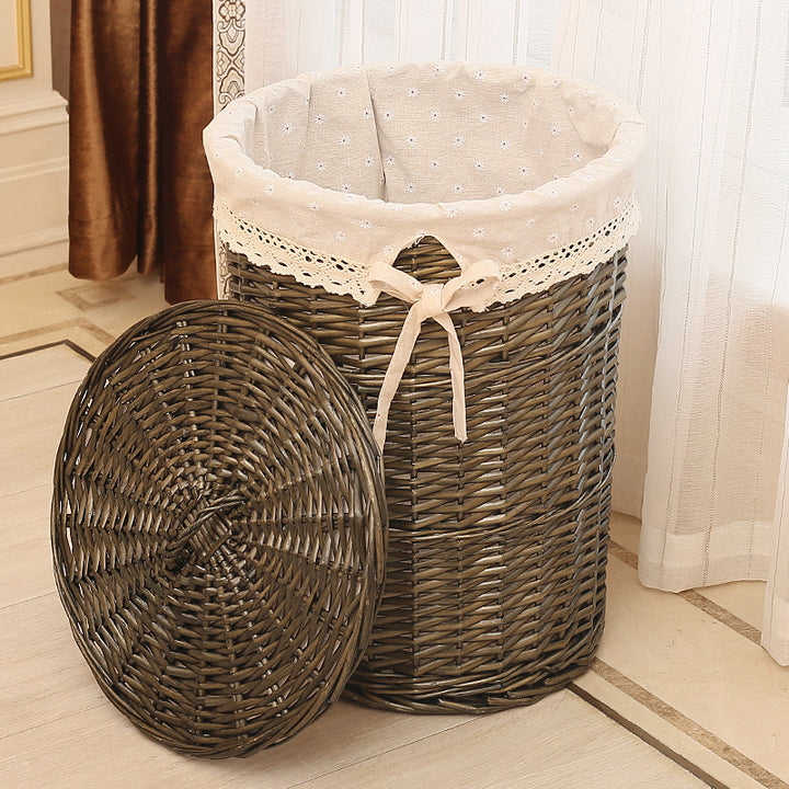 Women's laundry basket with decorative fabric lining and practical carrying handle Bowlift